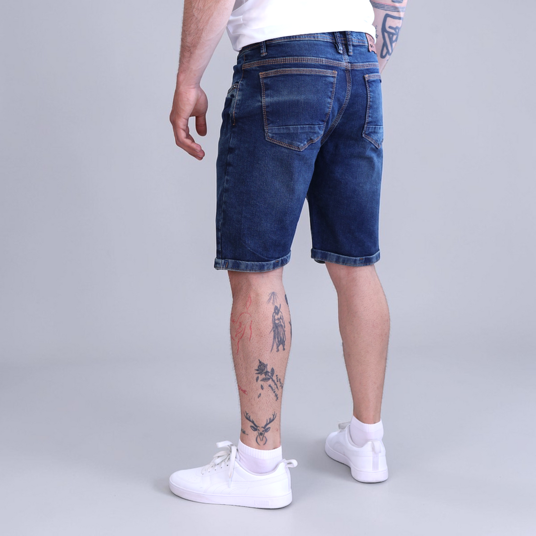 Bermuda Short De Mezclilla Stretch con Demolición John Silver
