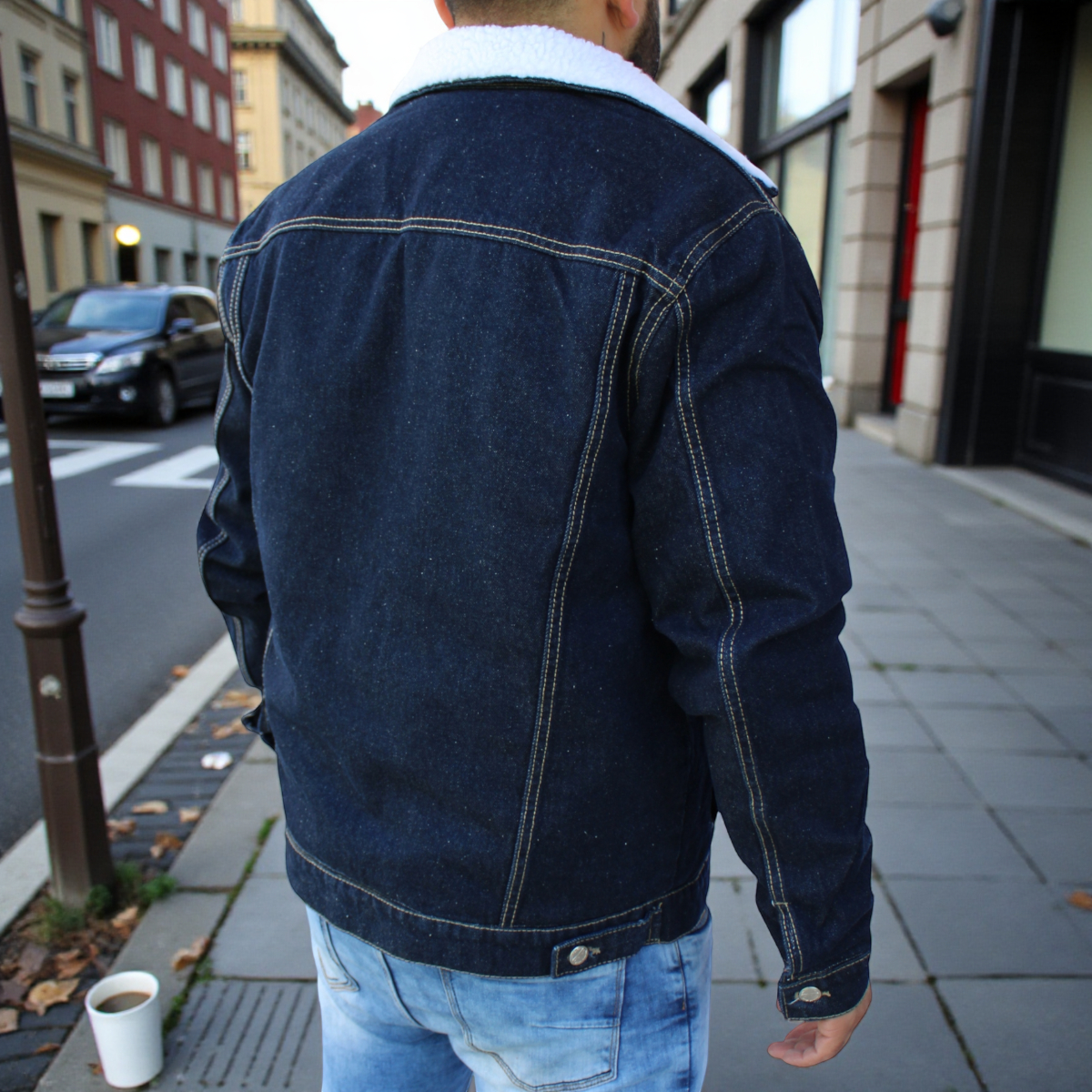 Chamarra de Mezclilla Rígida con Borrega para Hombre John SIlver