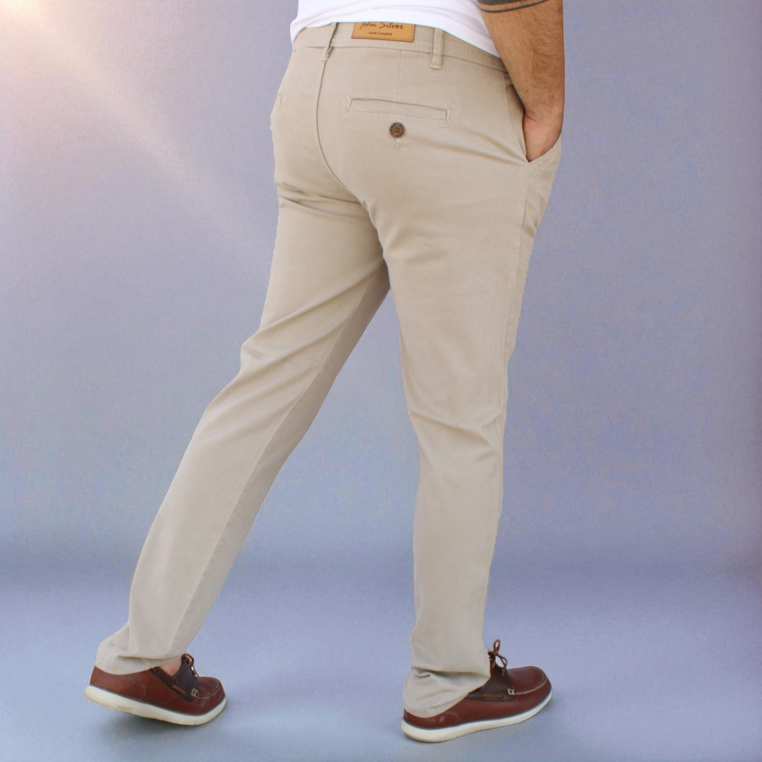 Pantalón Recto de Gabardina Stretch John Silver