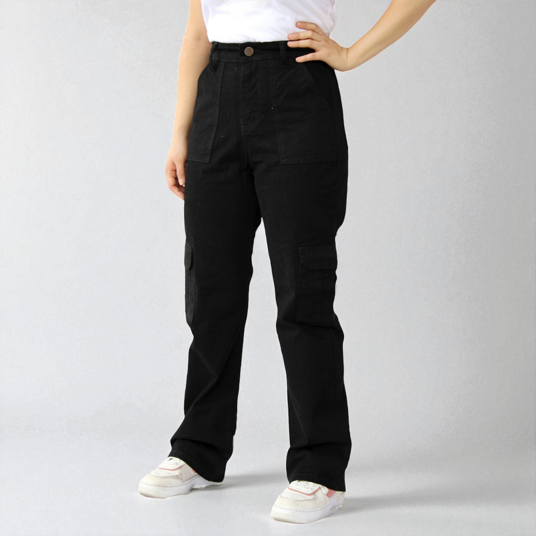Pantalón Recto Cargo de Gabardina Rígida Dama John Silver