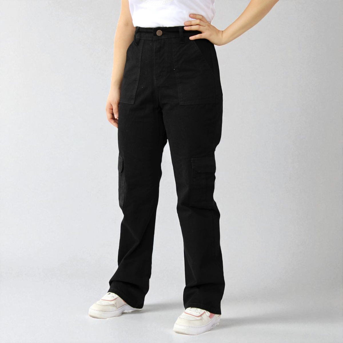 Pantalón Recto Cargo de Gabardina Rígida Dama John Silver