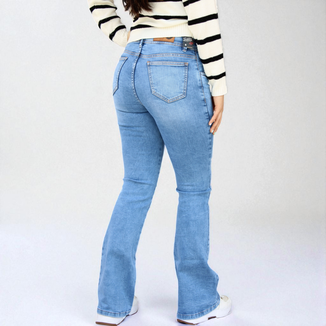 Pantalón Semi Acampanado Mezclilla Stretch Dama John Silver