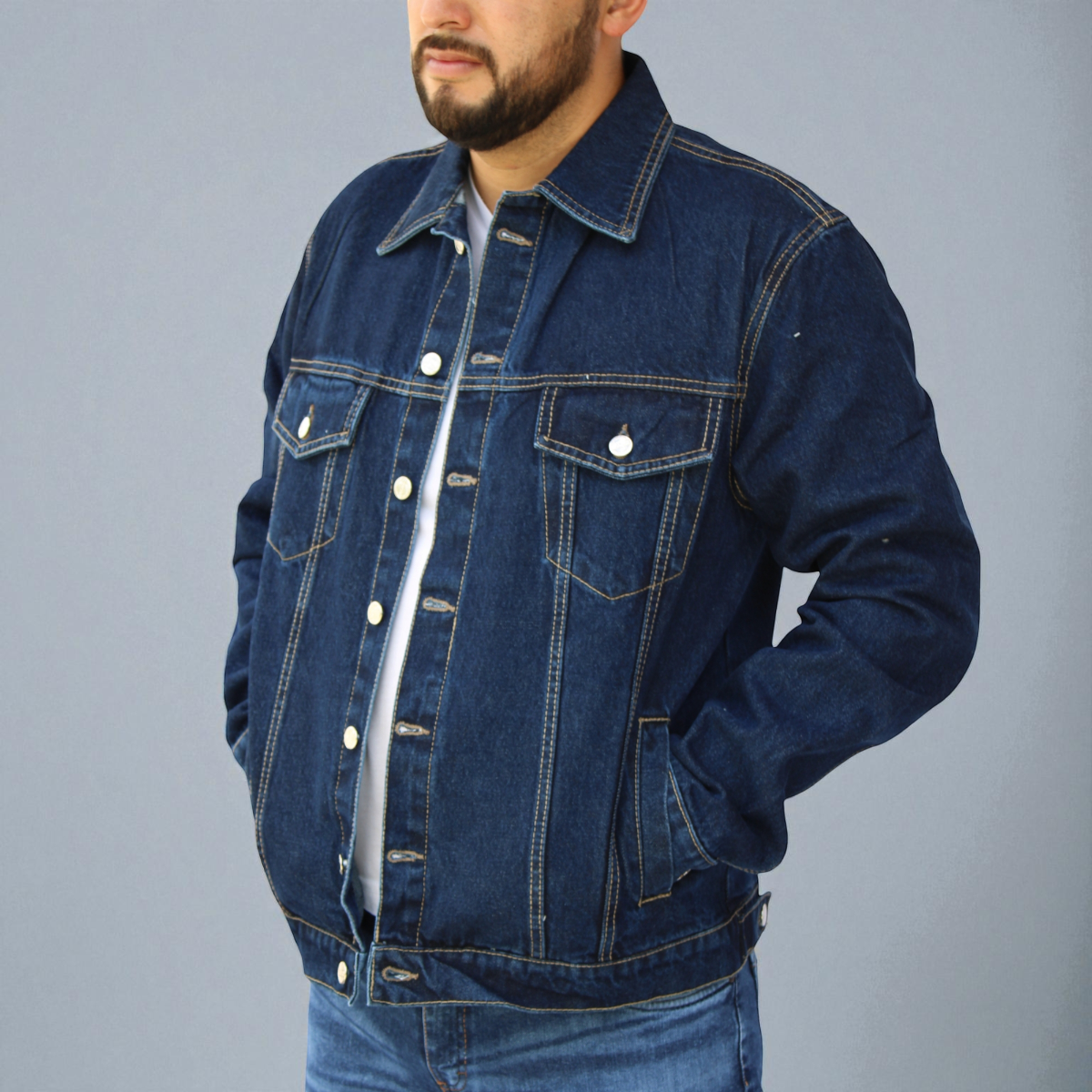 Chamarra de Mezclilla Rígida para Hombre John SIlver