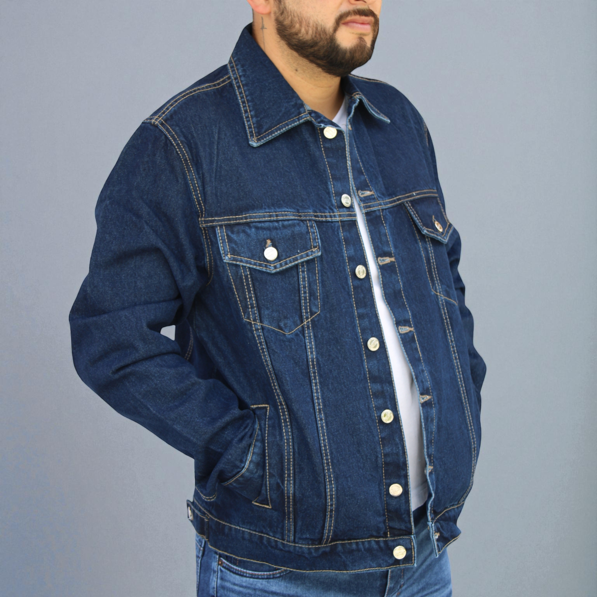 Chamarra de Mezclilla Rígida para Hombre John SIlver