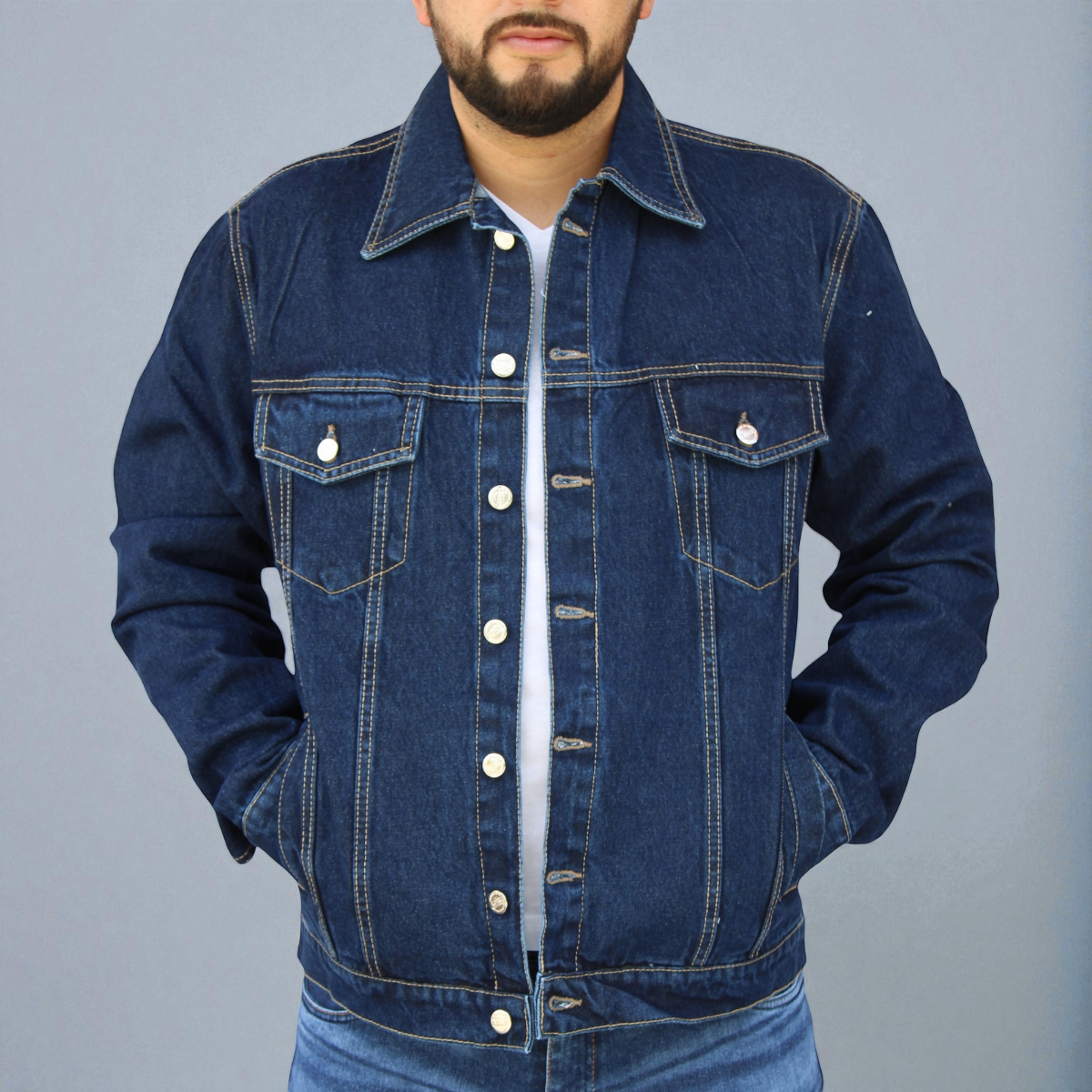 Chamarra de Mezclilla Rígida para Hombre John SIlver