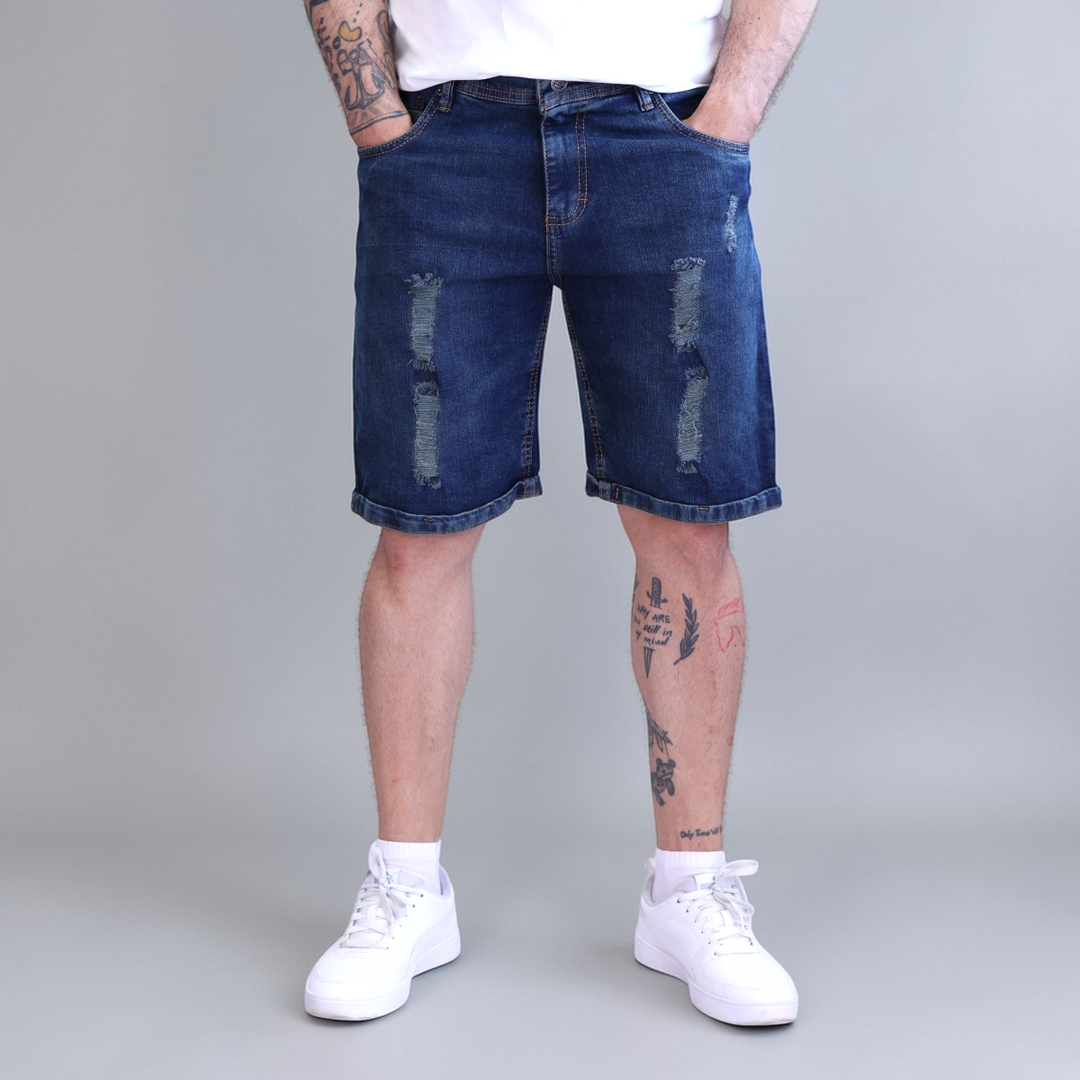 Bermuda Short De Mezclilla Stretch con Demolición John Silver