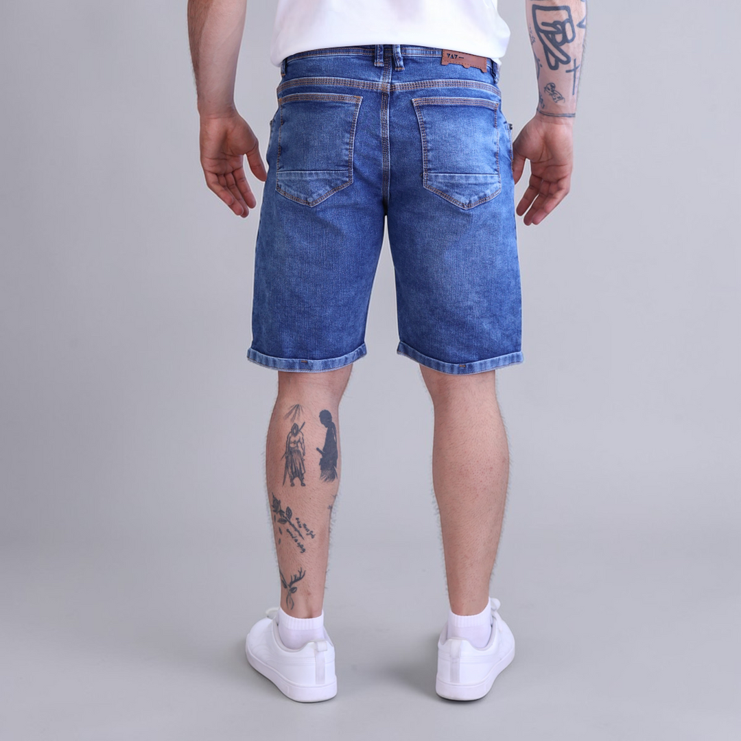 Bermuda Short De Mezclilla Stretch con Demolición John Silver