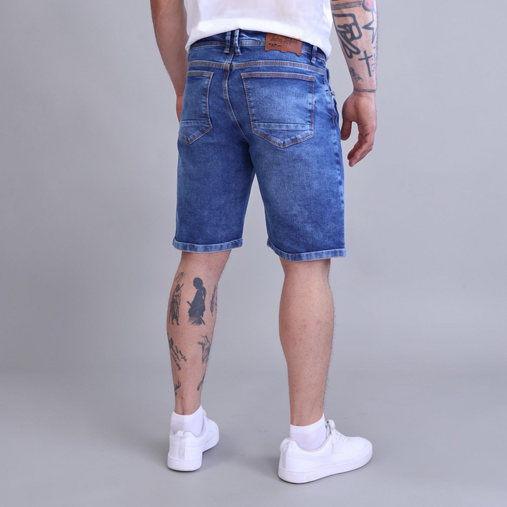 Bermuda Short De Mezclilla Stretch con Demolición John Silver