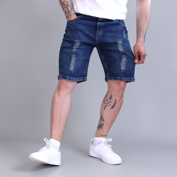 Bermuda Short De Mezclilla Stretch con Demolición John Silver
