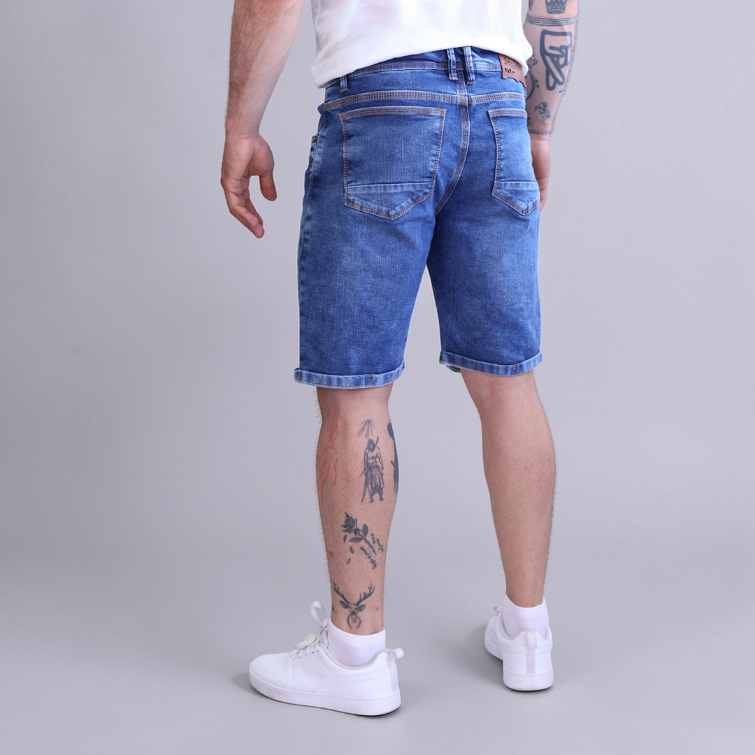 Bermuda Short De Mezclilla Stretch con Demolición John Silver
