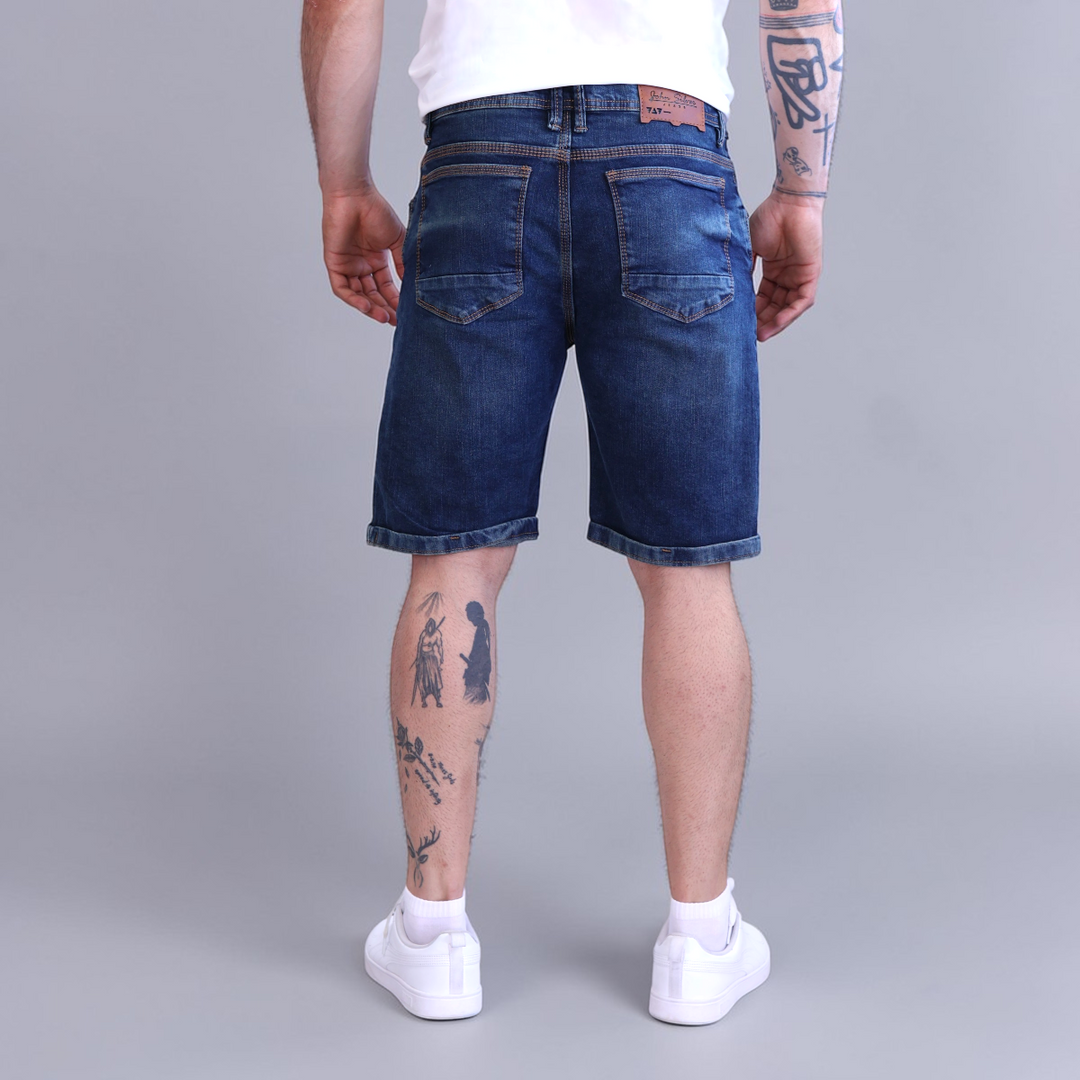 Bermuda Short De Mezclilla Stretch con Demolición John Silver