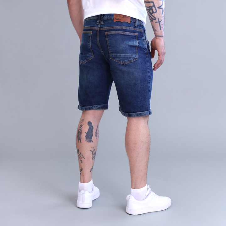 Bermuda Short De Mezclilla Stretch con Demolición John Silver