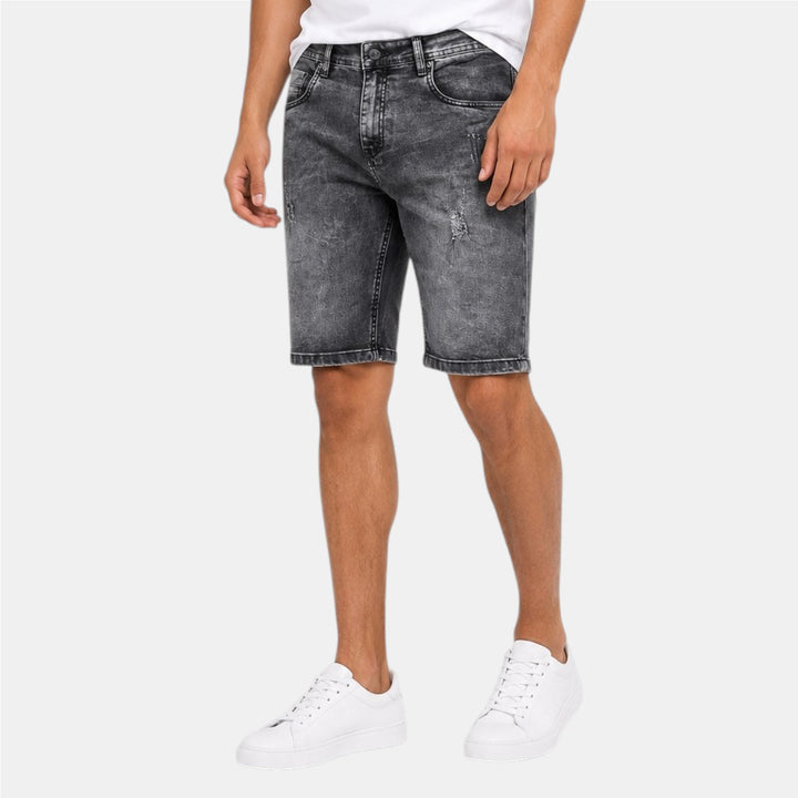 Bermuda Short De Mezclilla Stretch con Demolición John Silver