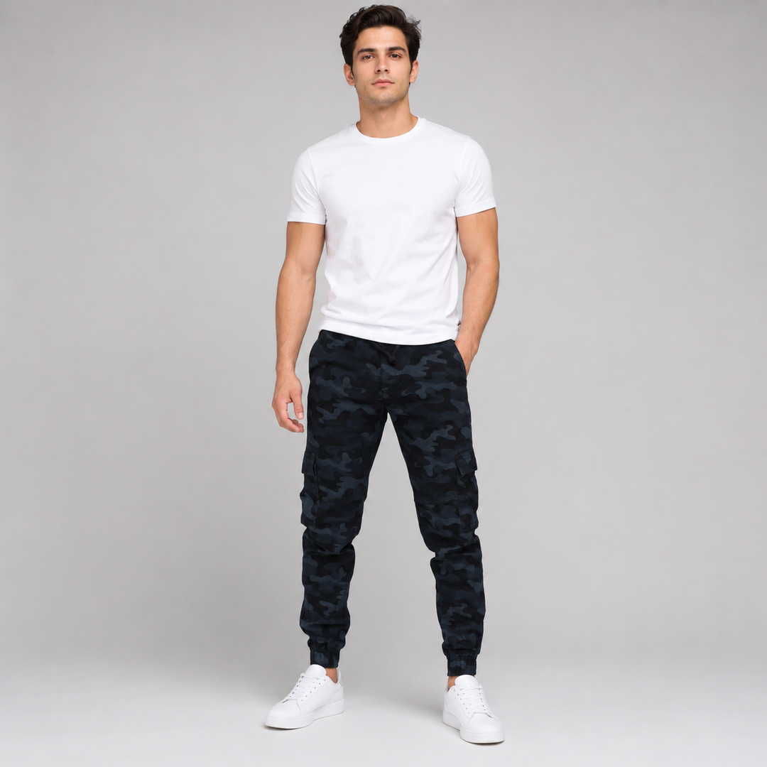 Pantalón Jogger Cargo Camuflaje de Gabardina Stretch John Silver