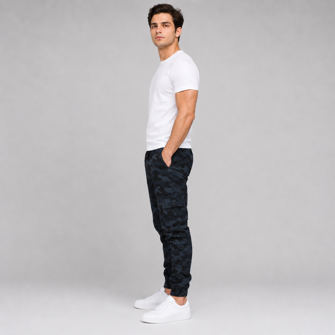 Pantalón Jogger Cargo Camuflaje de Gabardina Stretch John Silver