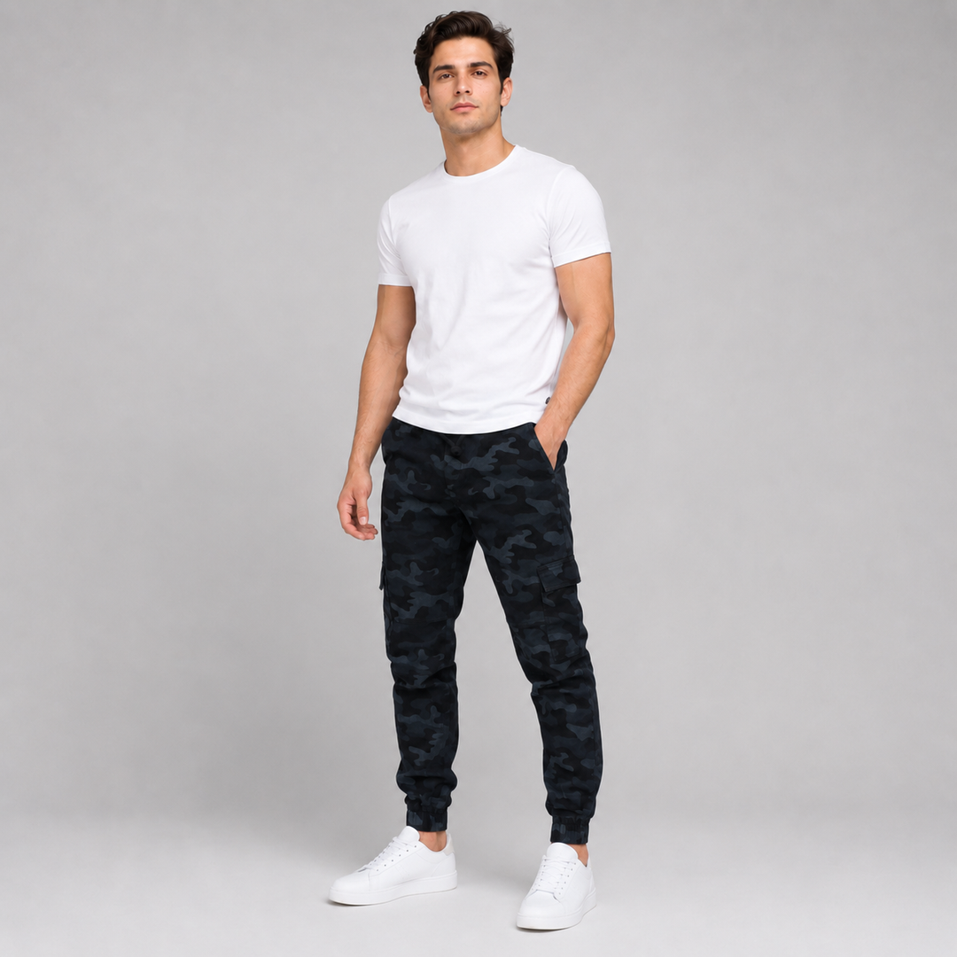Pantalón Jogger Cargo Camuflaje de Gabardina Stretch John Silver
