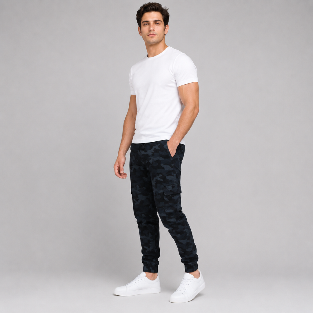 Pantalón Jogger Cargo Camuflaje de Gabardina Stretch John Silver