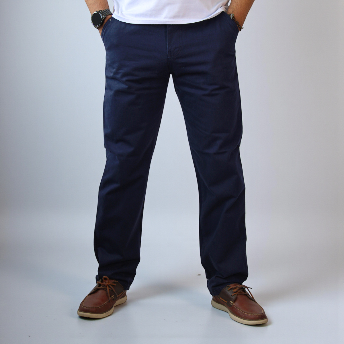 Pantalón Recto Relajado de Gabardina Rigida John Silver