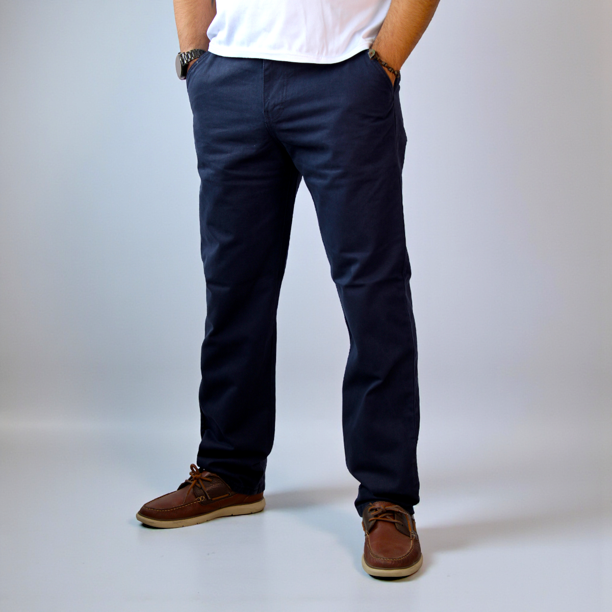 Pantalón Recto Relajado de Gabardina Rigida John Silver