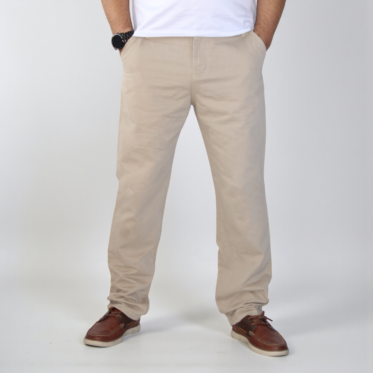 Pantalón Recto Relajado de Gabardina Rigida John Silver