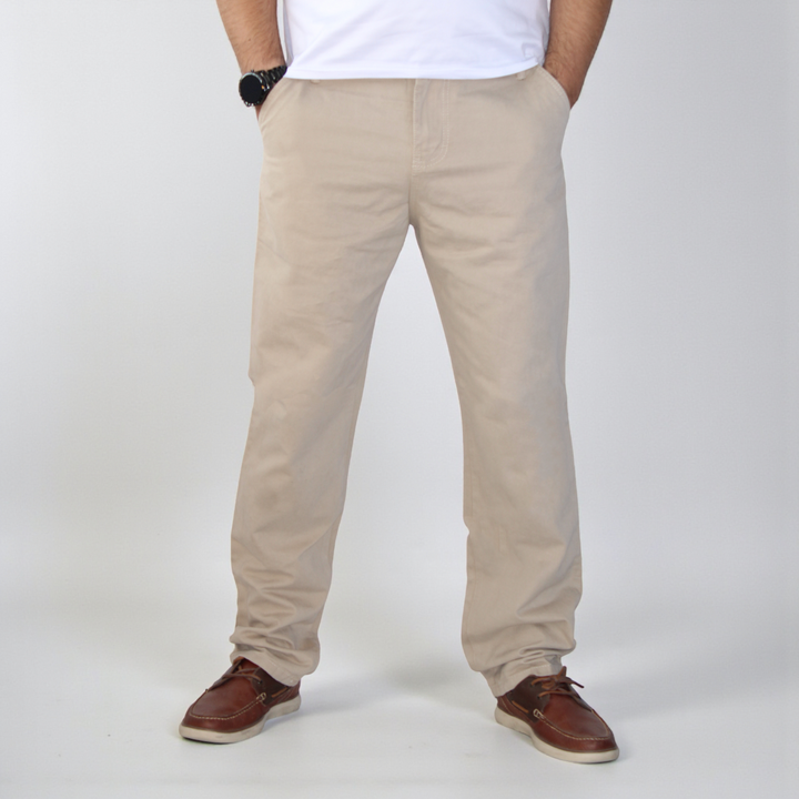 Pantalón Recto Relajado de Gabardina Rigida John Silver