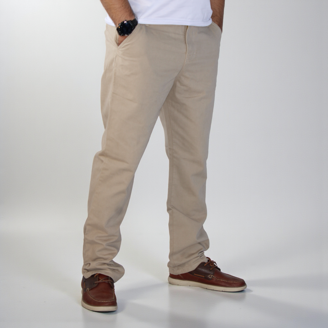 Pantalón Recto Relajado de Gabardina Rigida John Silver
