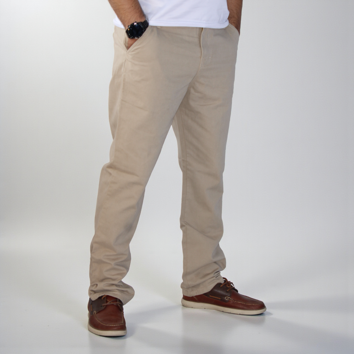 Pantalón Recto Relajado de Gabardina Rigida John Silver