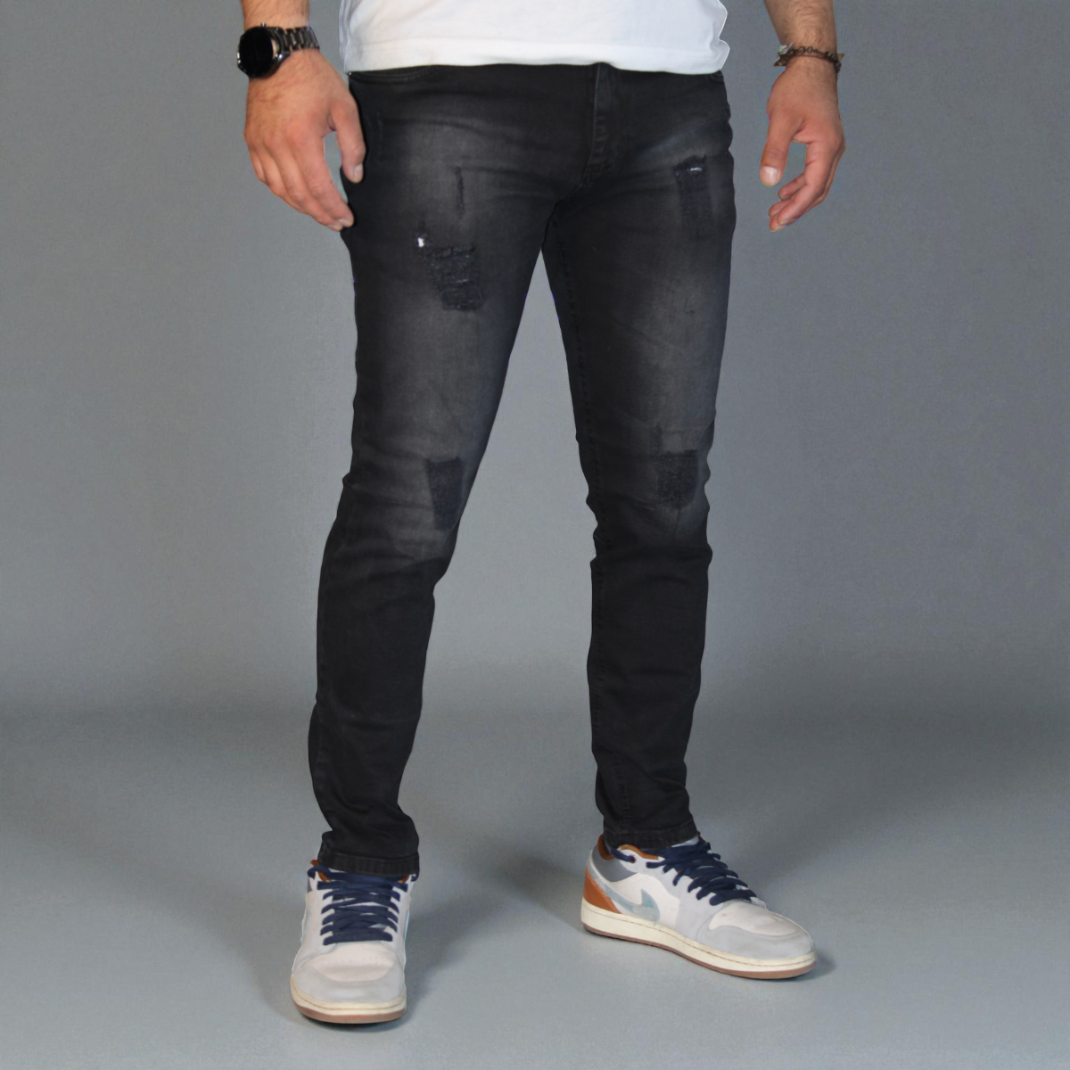 Pantalon Skinny De Mezclilla Stretch John Silver Para Hombre con destrucción