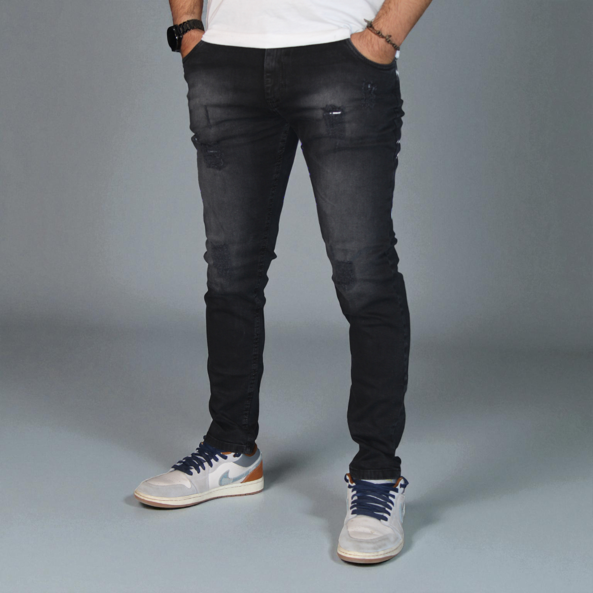 Pantalon Skinny De Mezclilla Stretch John Silver Para Hombre con destrucción