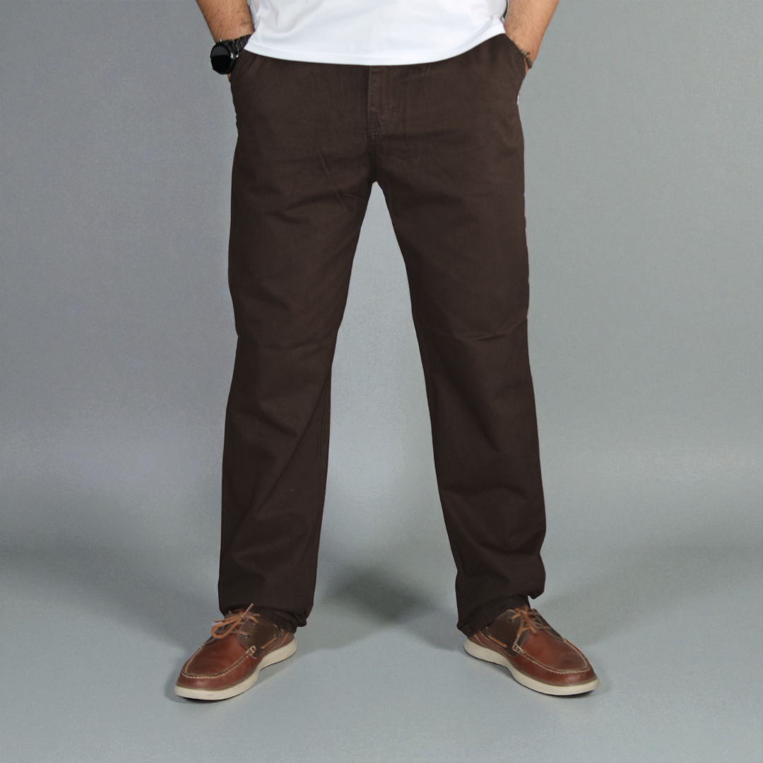 Pantalón Recto Relajado de Gabardina Rigida John Silver