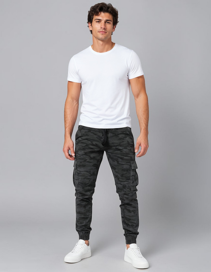 Pantalón Jogger Cargo Camuflaje de Gabardina Stretch John Silver