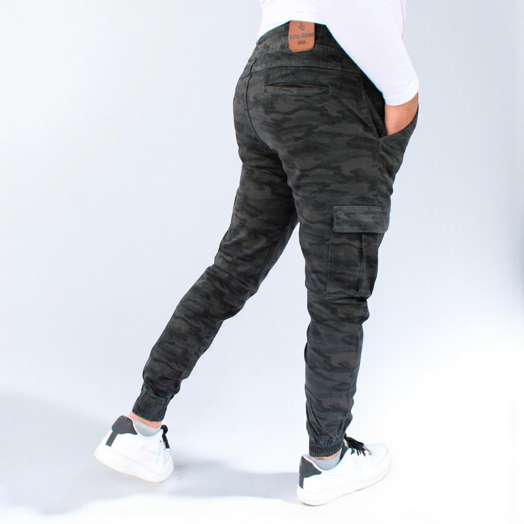 Pantalón Jogger Cargo Camuflaje de Gabardina Stretch John Silver