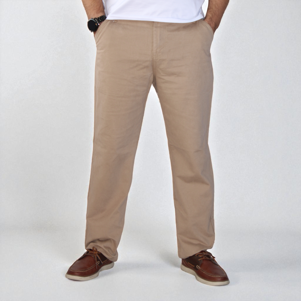 Pantalón Recto Relajado de Gabardina Rigida John Silver