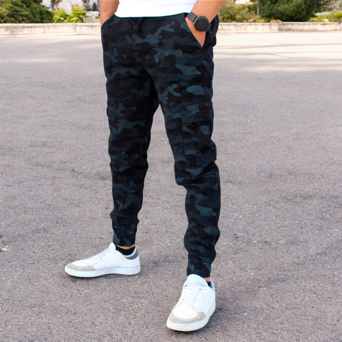 Pantalón Jogger Cargo Camuflaje de Gabardina Stretch John Silver