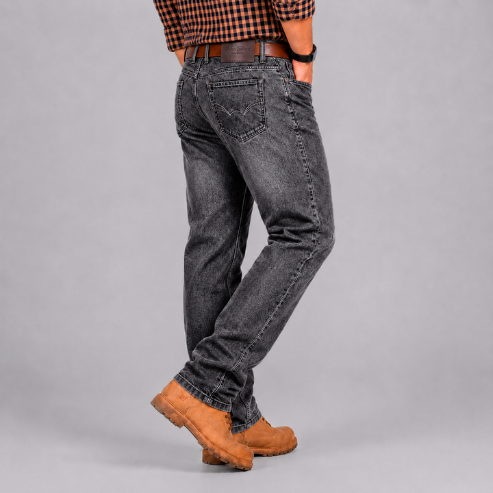 Pantalón Vaquero de Mezclilla Rígida Gris Para Hombre John Silver