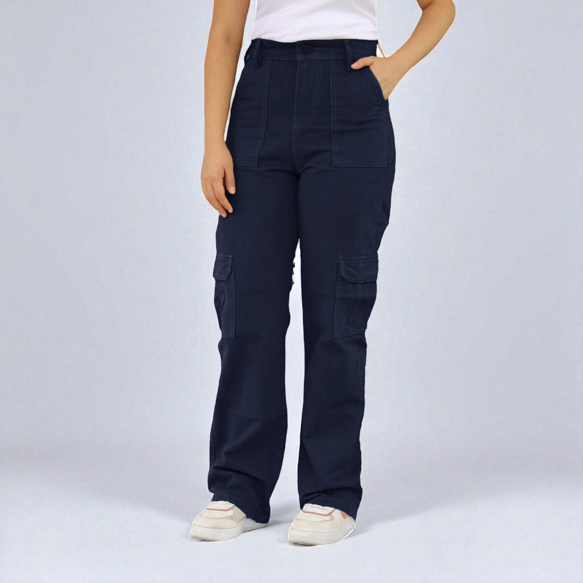 Pantalón Recto Cargo de Gabardina Rígida Dama John Silver