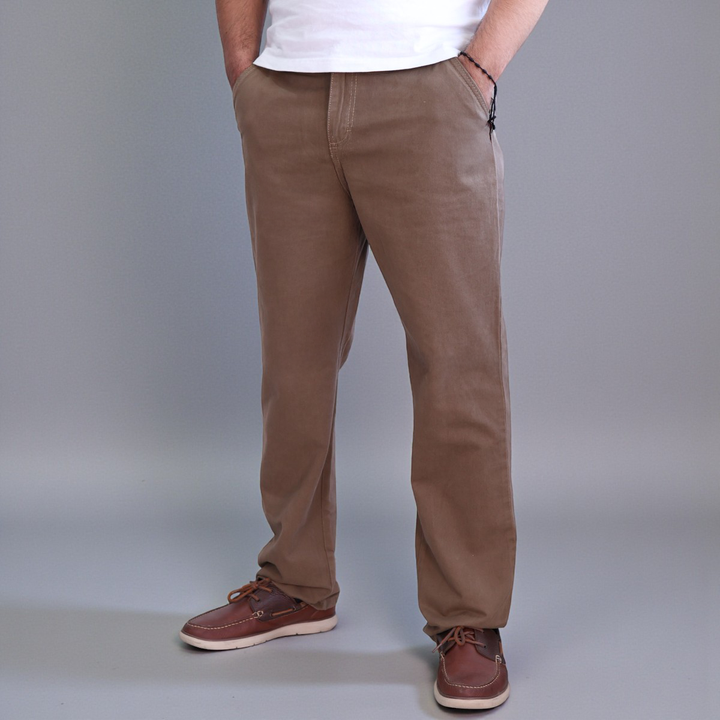 Pantalón Recto Relajado de Gabardina Rigida John Silver