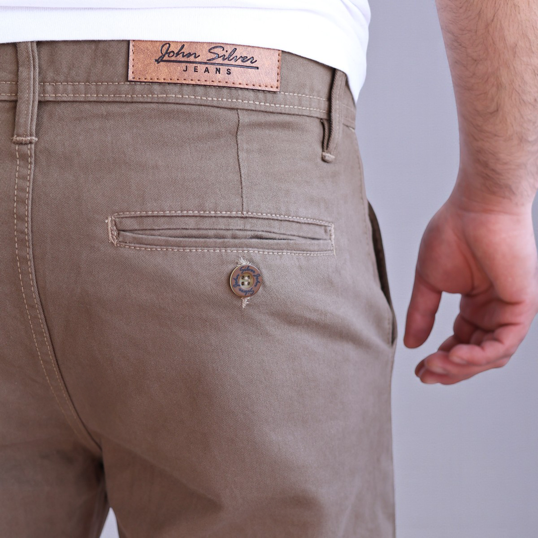 Pantalón Recto Relajado de Gabardina Rigida John Silver
