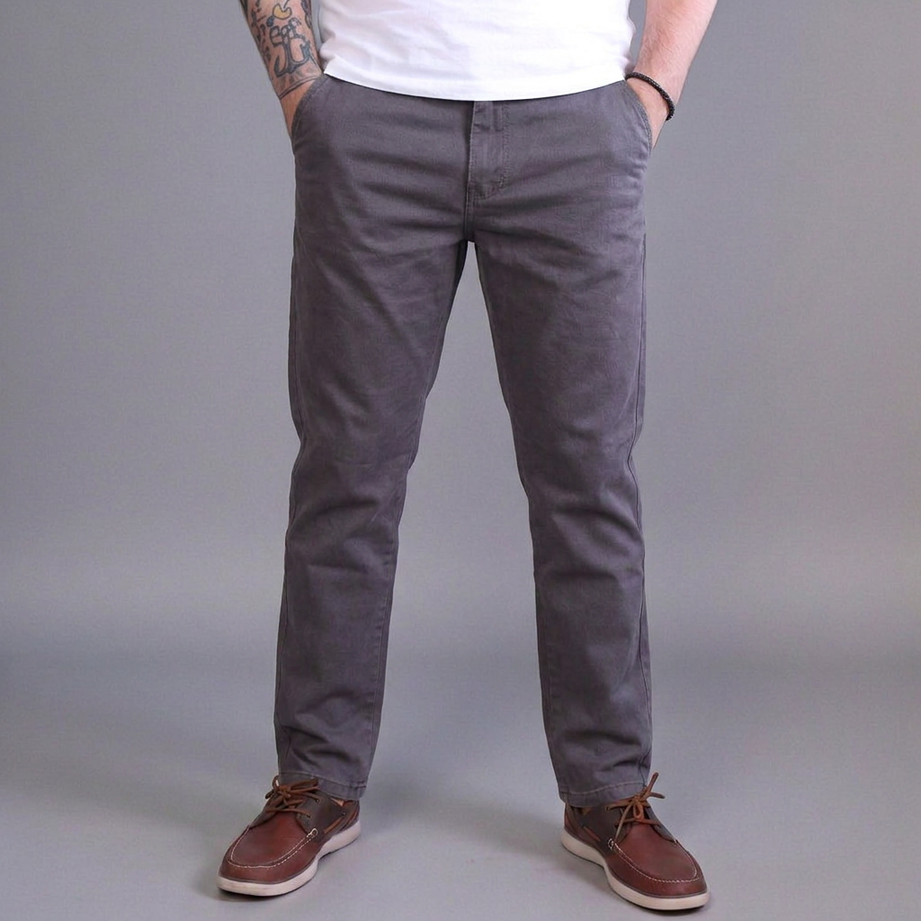 Pantalón Recto Relajado de Gabardina Rigida John Silver
