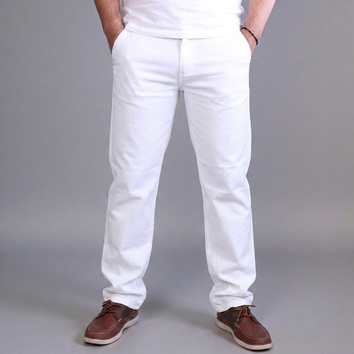 Pantalón Recto Relajado de Gabardina Rigida John Silver