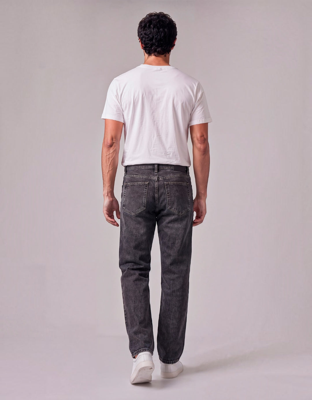 Pantalón Recto de Mezclilla Rígida John Silver Gris Froster Oscuro - vista trasera