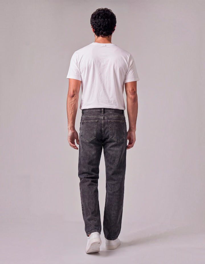 Pantalón Recto de Mezclilla Rígida John Silver Gris Froster Oscuro - vista trasera