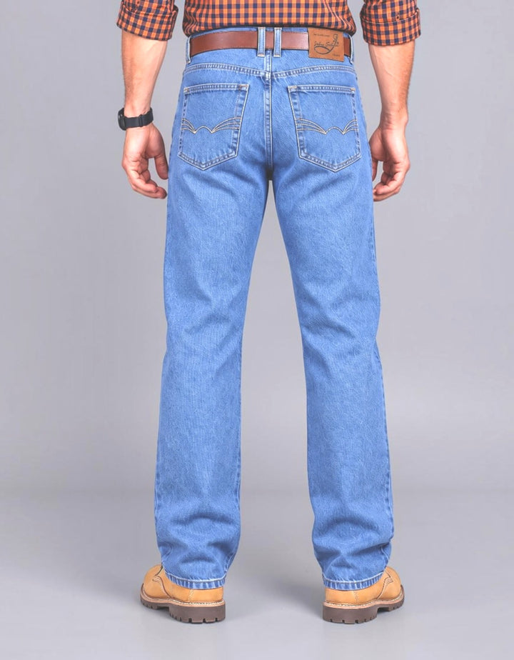 Pantalón recto de mezclilla rígida largo 33 John Silver azul claro - vista trasera