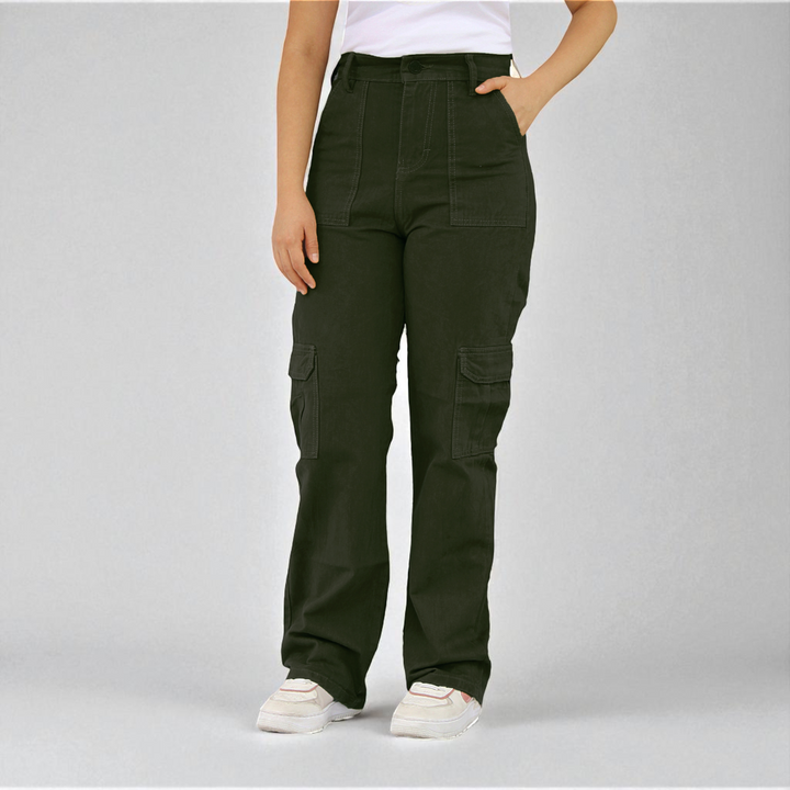 Pantalón Recto Cargo de Gabardina Rígida Dama John Silver